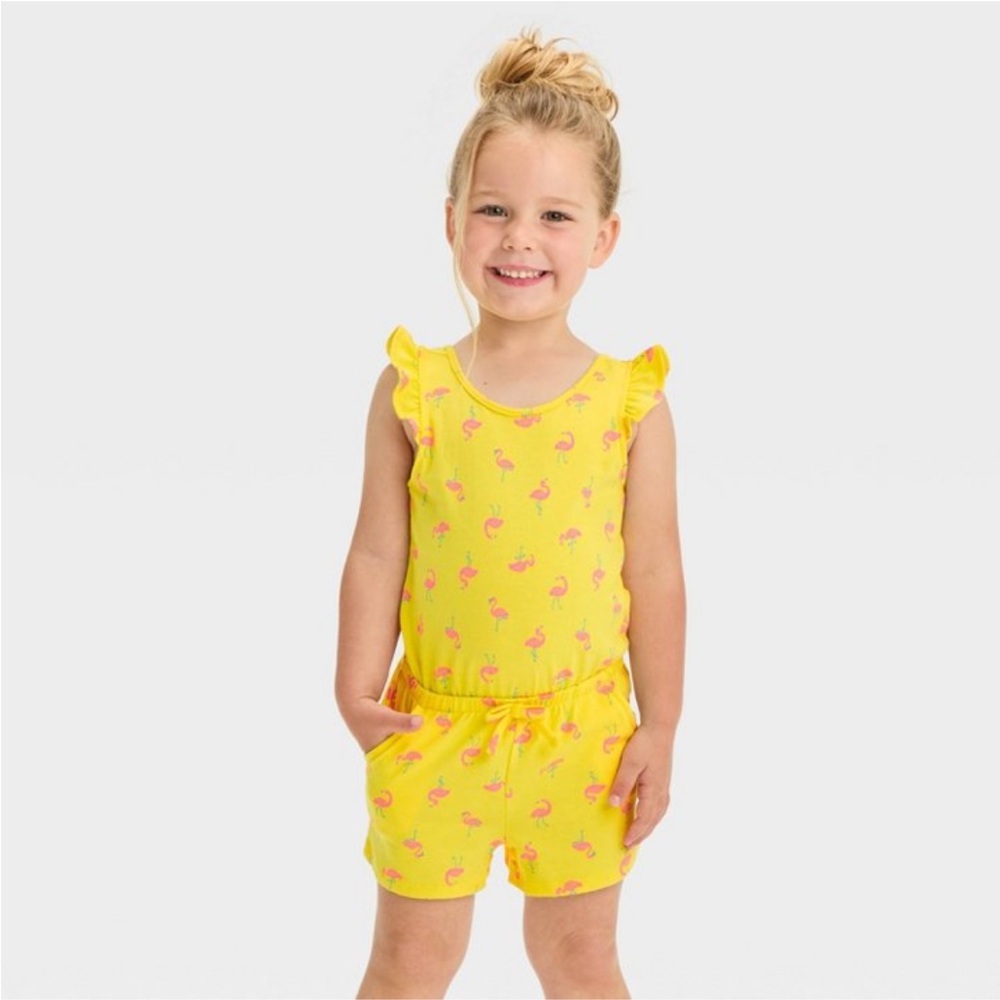 Cat & Jack Yellow Flamingo Romper